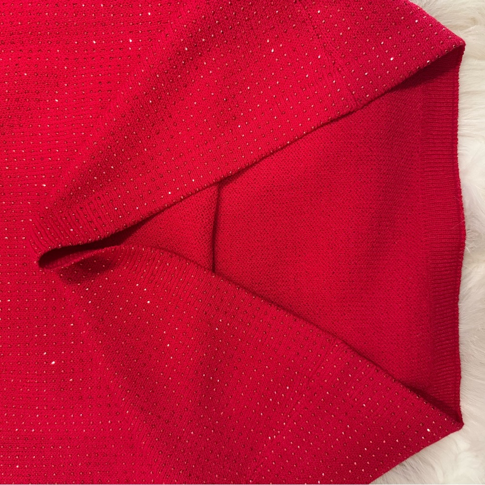 NEW St. John Tank bright Red party holiday evening sparkly crystals Knit S M - Picture 10 of 17